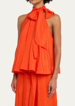 Cinq a SeptJagger High-Neck Taffeta Blouse