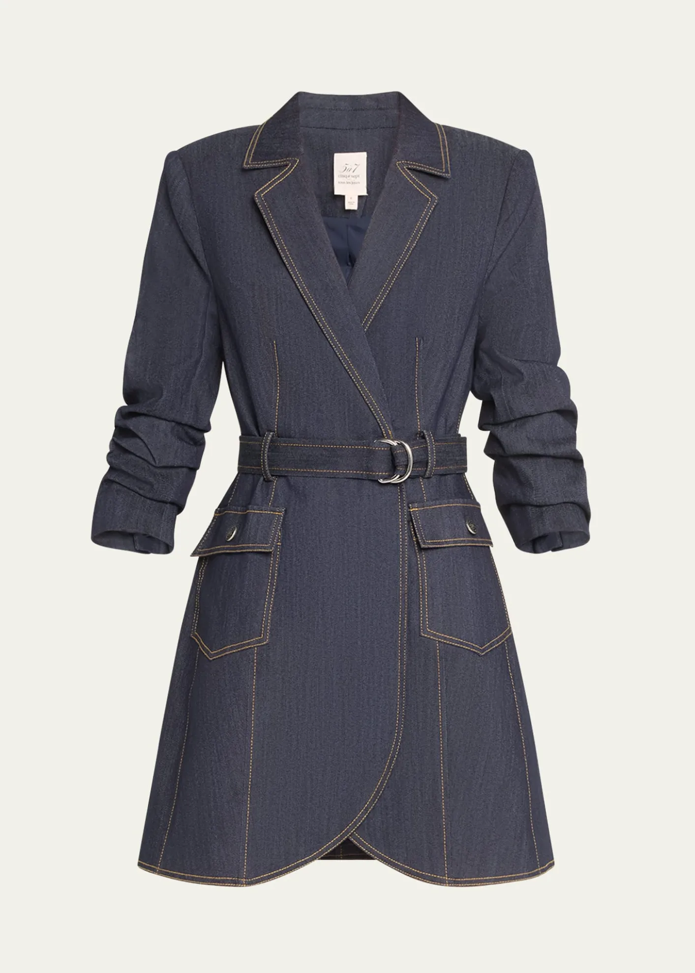 Cinq a SeptJenessa Belted Denim Mini Wrap Shirtdress