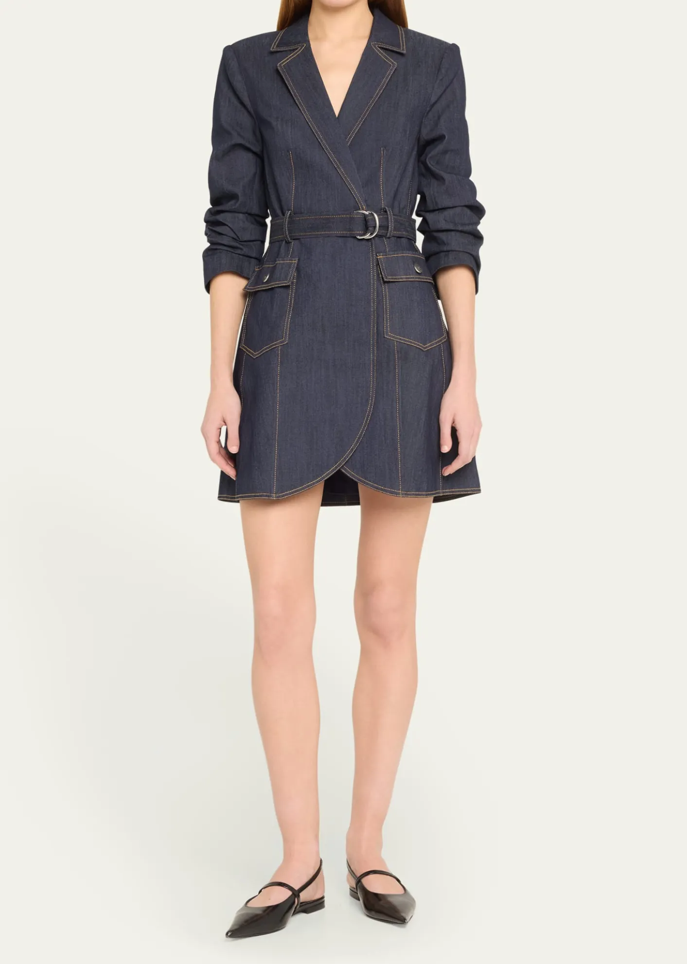 Cinq a SeptJenessa Belted Denim Mini Wrap Shirtdress