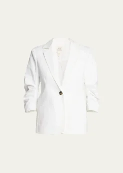 Cinq a SeptKhloe 3/4-Sleeve White Denim Blazer