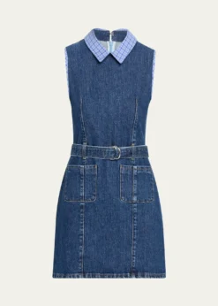 Cinq a SeptKyra Sleeveless Belted Denim Mini Dress
