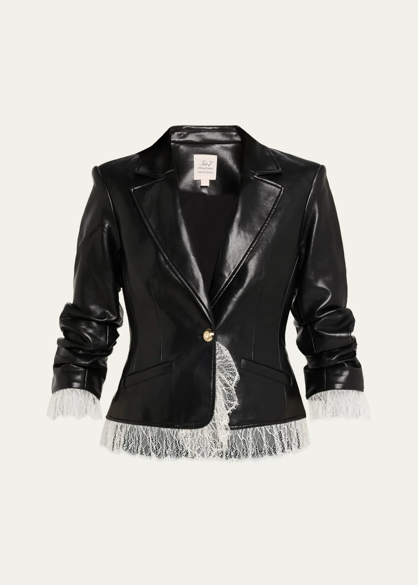 Cinq a SeptLace-Trim Vegan Leather Blazer