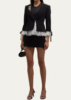Cinq a SeptLe Petit Lace and Brooch Roxie Blazer