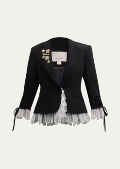 Cinq a SeptLe Petit Lace and Brooch Roxie Blazer