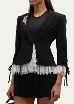 Cinq a SeptLe Petit Lace and Brooch Roxie Blazer