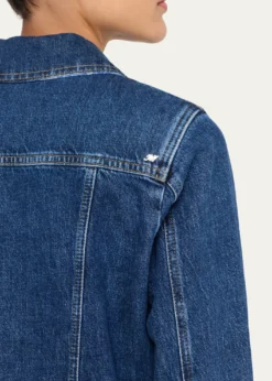 Cinq a SeptLexie Gingham-Cuff Cropped Denim Jacket