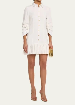 Cinq a SeptLuca Drapey Crepe Mini Shirtdress