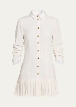 Cinq a SeptLuca Drapey Crepe Mini Shirtdress