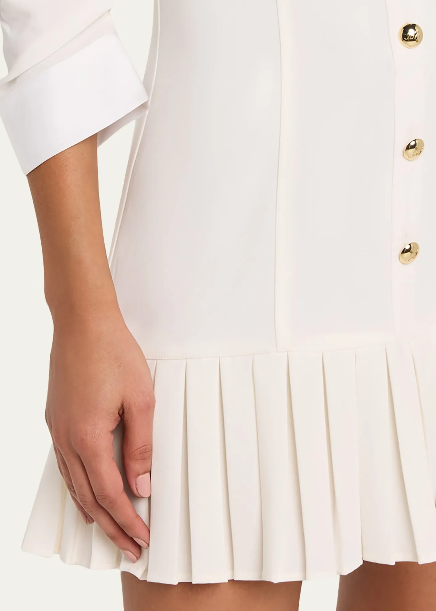 Cinq a SeptLuca Drapey Crepe Mini Shirtdress