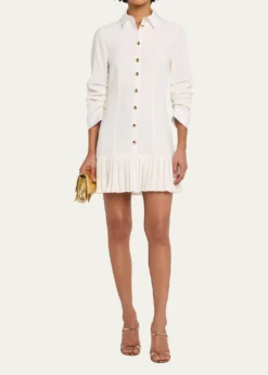 Cinq a SeptLuca Drapey Crepe Mini Shirtdress