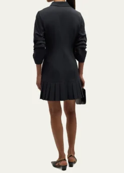 Cinq a SeptLucilla Topstitched Pleated-Hem Mini Shirtdress