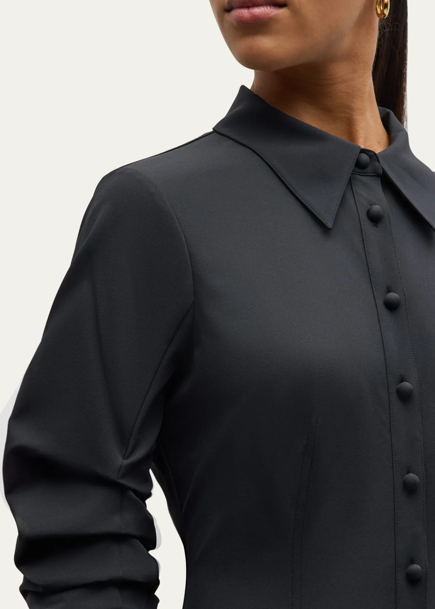 Cinq a SeptLucilla Topstitched Pleated-Hem Mini Shirtdress
