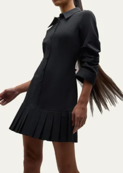 Cinq a SeptLucilla Topstitched Pleated-Hem Mini Shirtdress