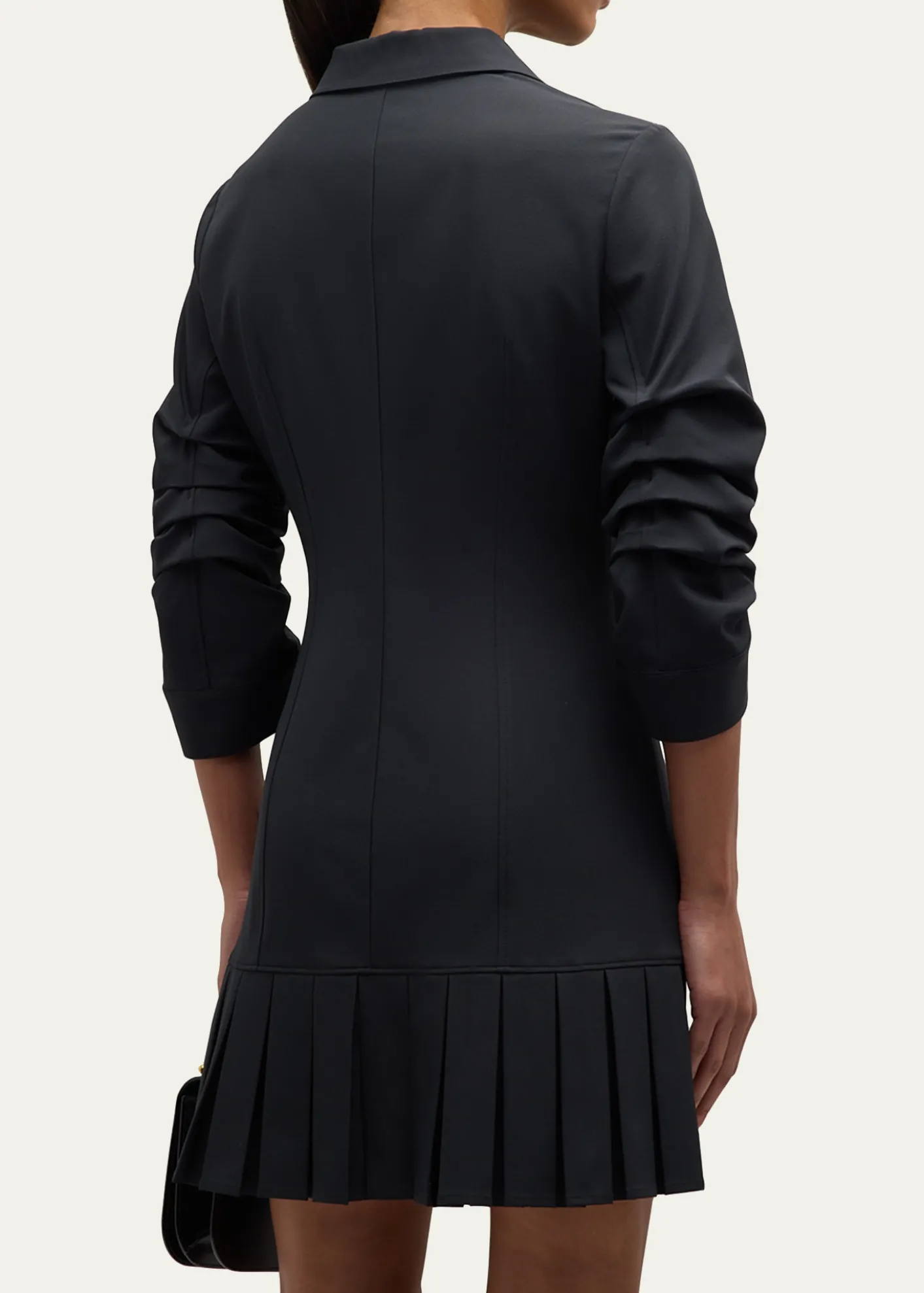 Cinq a SeptLucilla Topstitched Pleated-Hem Mini Shirtdress