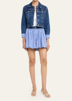 Cinq a SeptMadalyn Wide-Leg Gingham Shorts