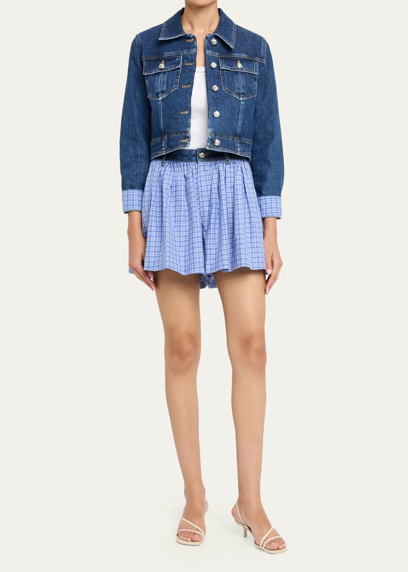 Cinq a SeptMadalyn Wide-Leg Gingham Shorts