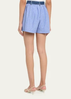 Cinq a SeptMadalyn Wide-Leg Gingham Shorts