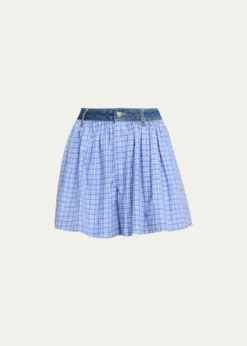 Cinq a SeptMadalyn Wide-Leg Gingham Shorts