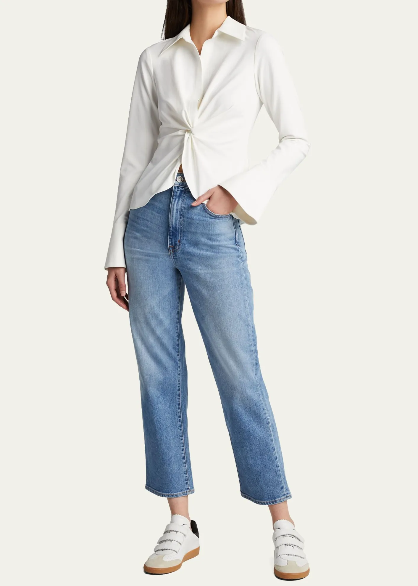 Cinq a SeptMcKenna Long-Sleeve Collared Top