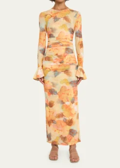 Cinq a SeptNeriah Watercolor Floral Mesh Maxi Dress