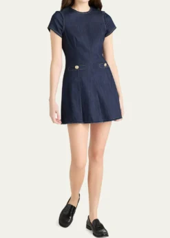 Cinq a SeptNova Short-Sleeve Denim Mini Dress