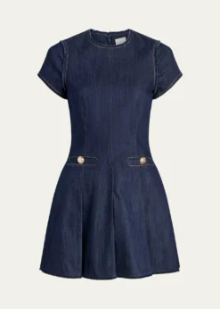 Cinq a SeptNova Short-Sleeve Denim Mini Dress