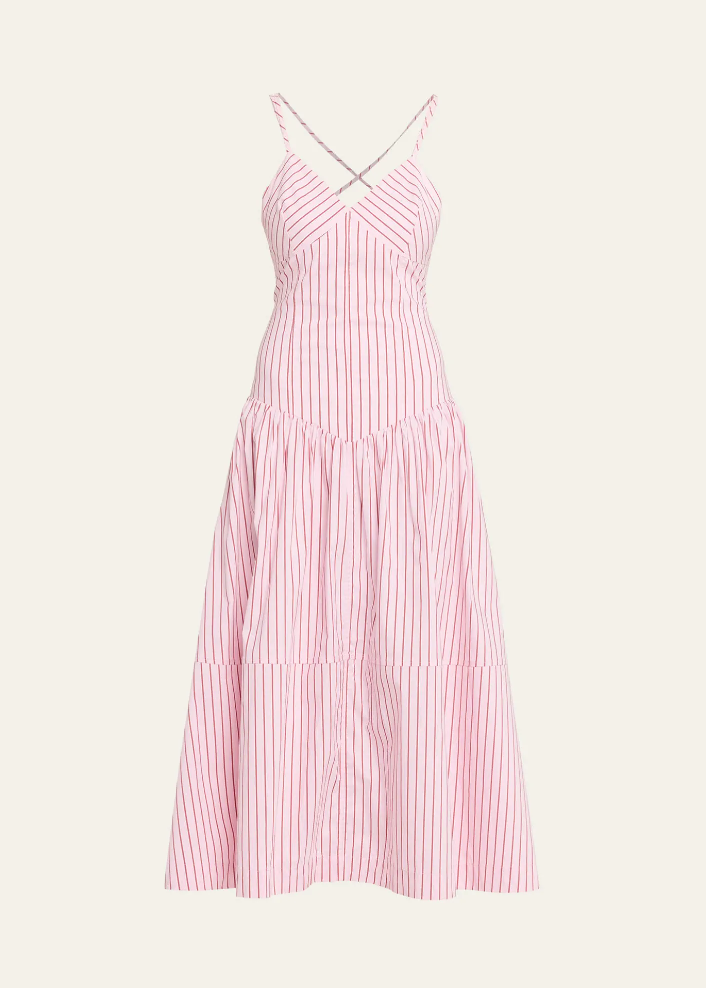 Cinq a SeptRose Stripe Drop-Waist Midi Dress