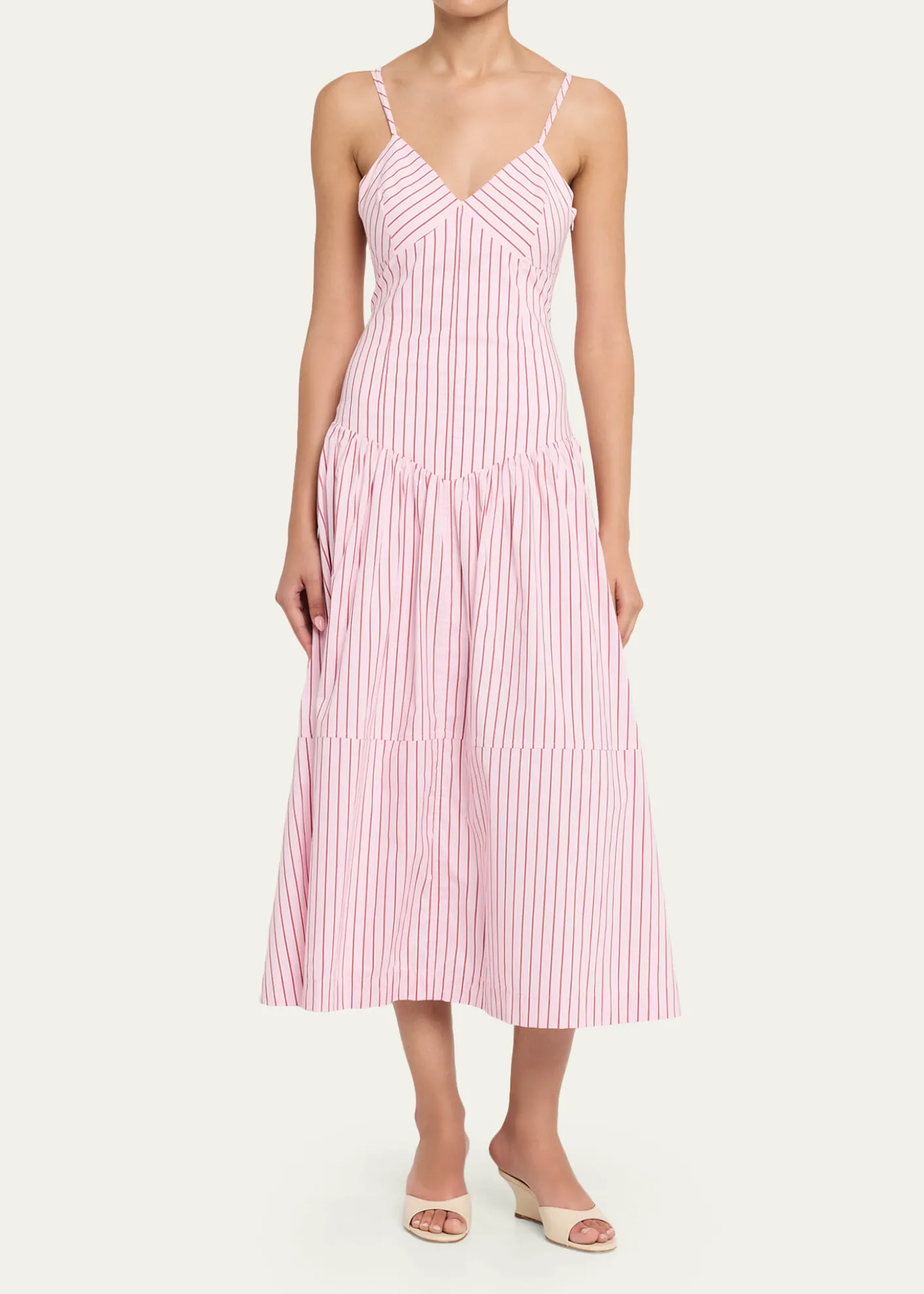 Cinq a SeptRose Stripe Drop-Waist Midi Dress