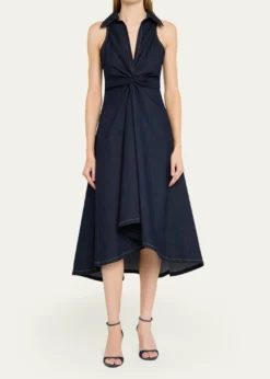 Cinq a SeptSherri Twist-Front Denim Dress