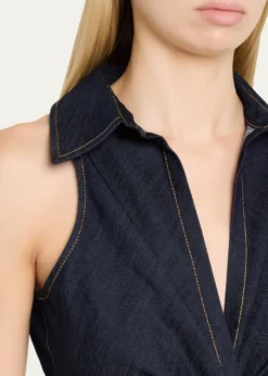 Cinq a SeptSherri Twist-Front Denim Dress