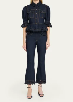 Cinq a SeptStevie Guipure Lace Crop Flare Jeans