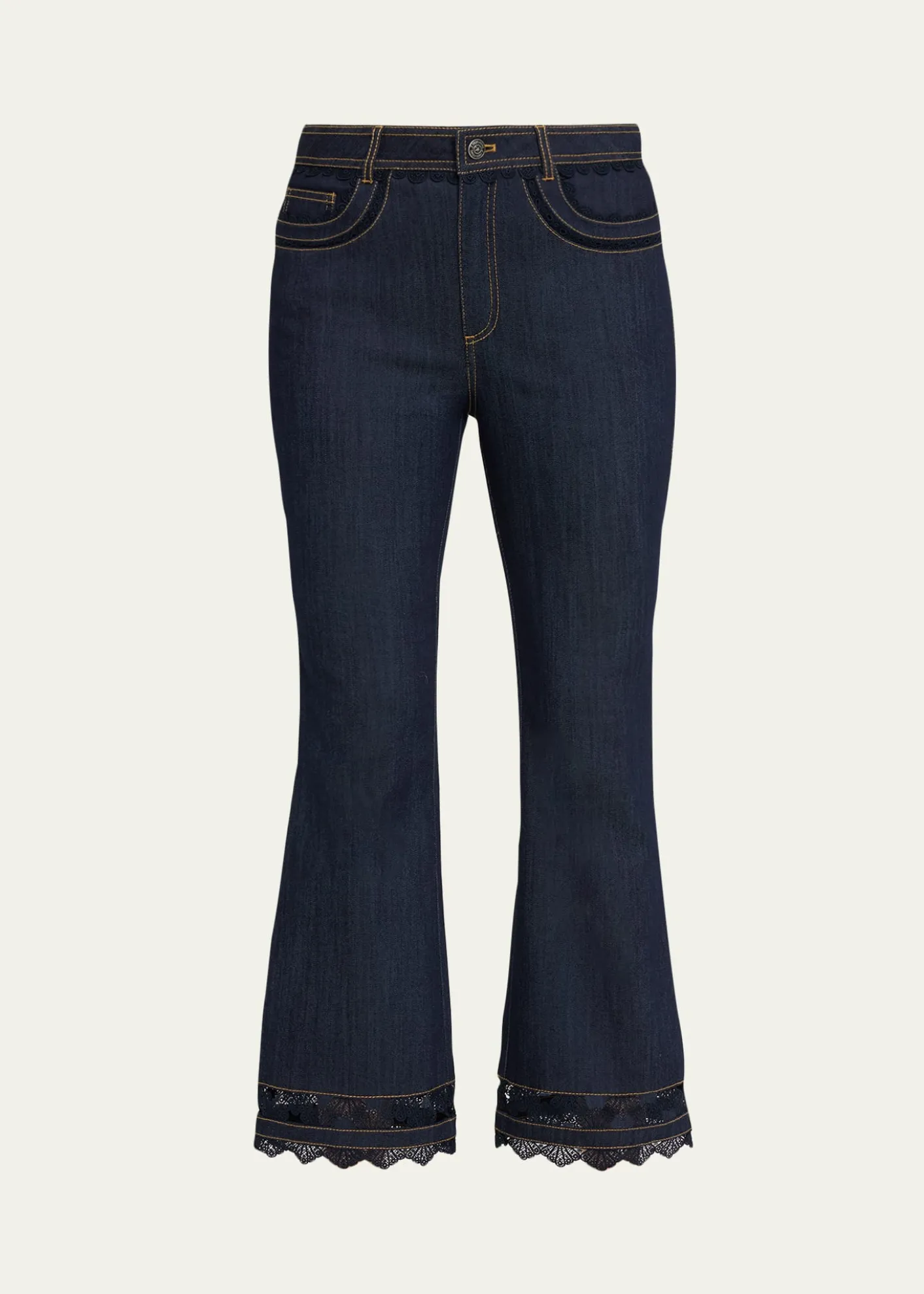 Cinq a SeptStevie Guipure Lace Crop Flare Jeans