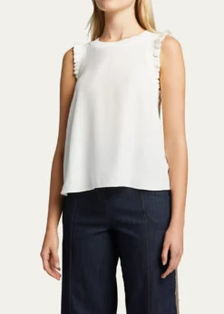 Cinq a SeptTous Les Jours Lenore Crewneck Sleeveless Silk Top