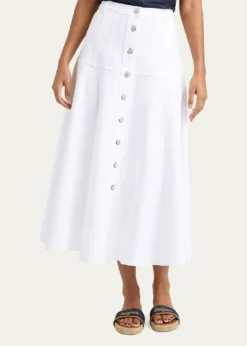 Cinq a SeptVeena Button-Front Midi Skirt