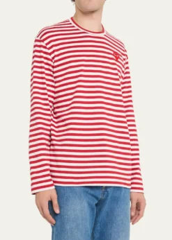 Comme des GarconsMen's Striped T-Shirt with Small Heart
