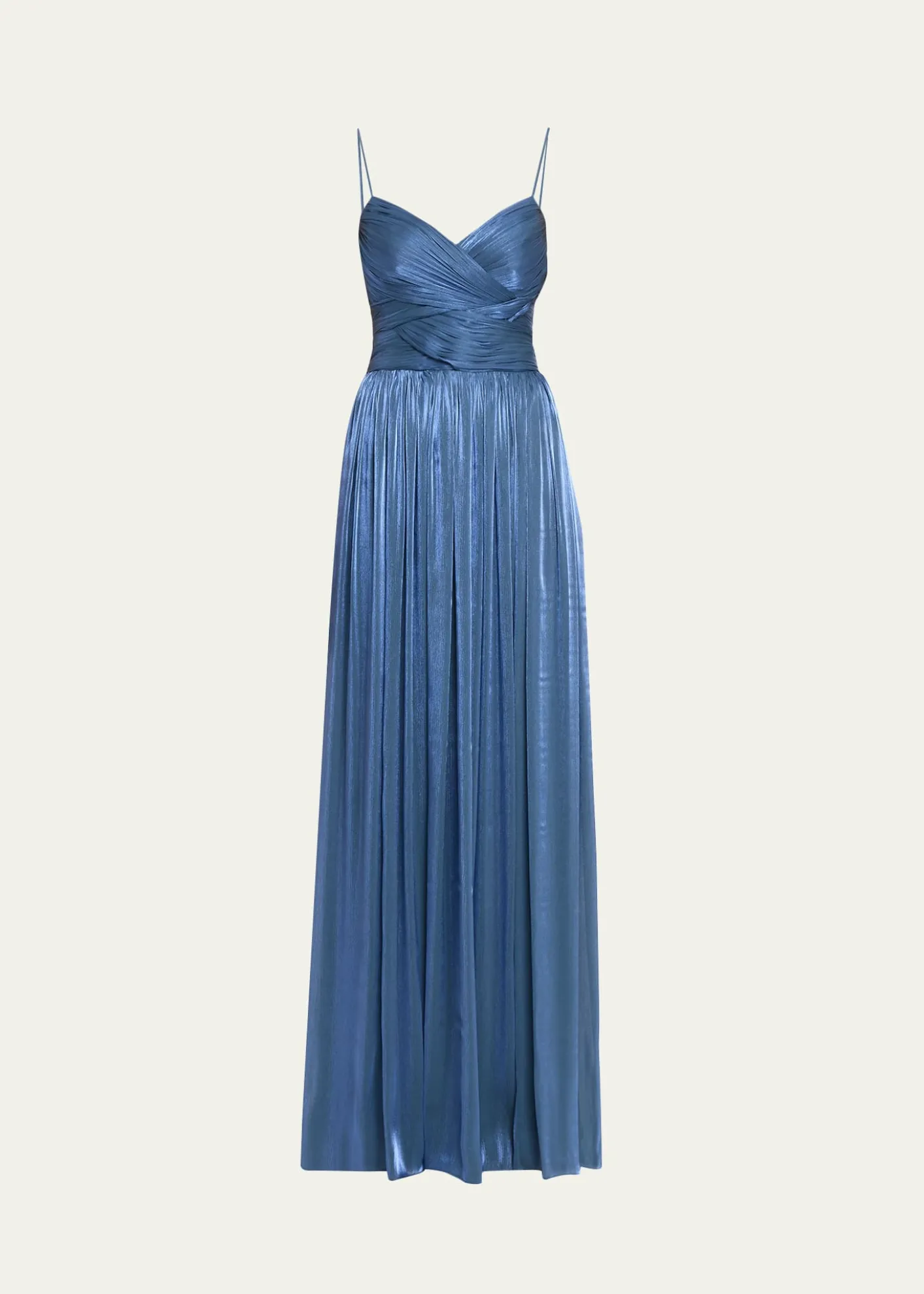 CostarellosSireen Metallic Georgette Sleeveless Crisscross Gown
