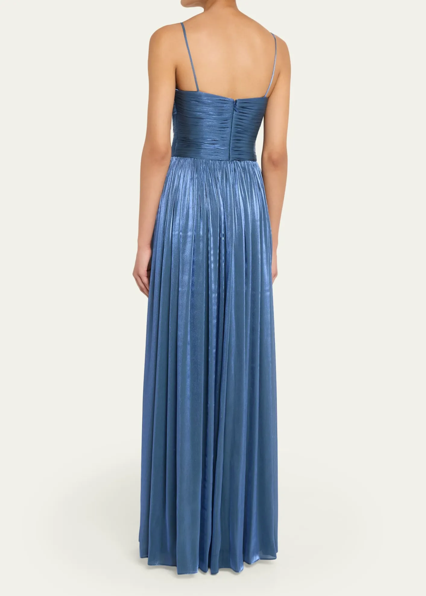 CostarellosSireen Metallic Georgette Sleeveless Crisscross Gown