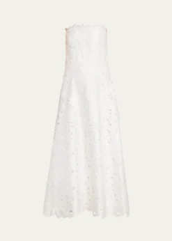 CostarellosVella Strapless A-Line Midi Dress