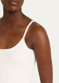 CourregesLogo Ribbed Knit Tank Top