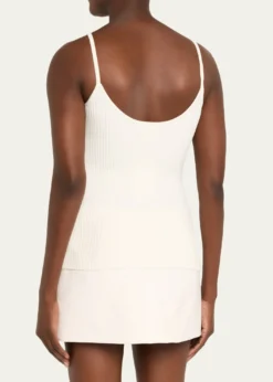 CourregesLogo Ribbed Knit Tank Top