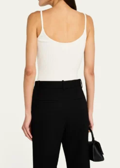 CourregesLogo Ribbed Knit Tank Top