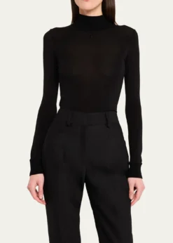 CourregesRe-Edition Mock-Neck Long-Sleeve Fitted Top