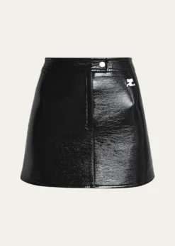 CourregesReedition Vinyl Mini Skirt