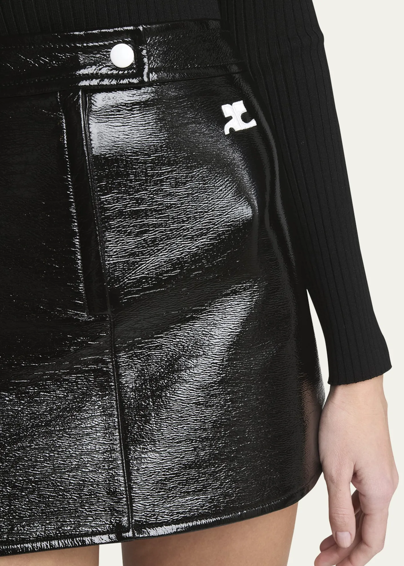 CourregesReedition Vinyl Mini Skirt