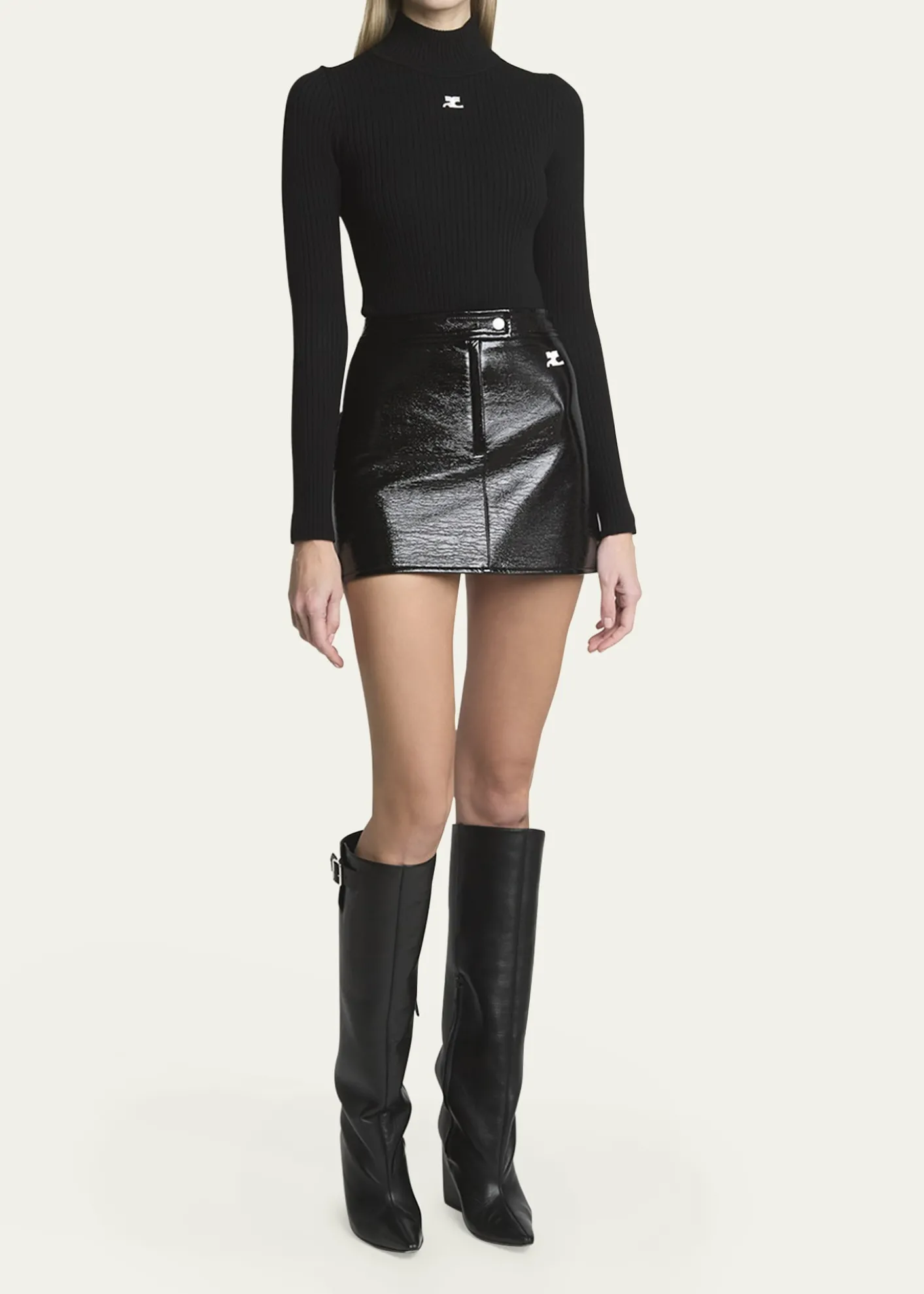 CourregesReedition Vinyl Mini Skirt