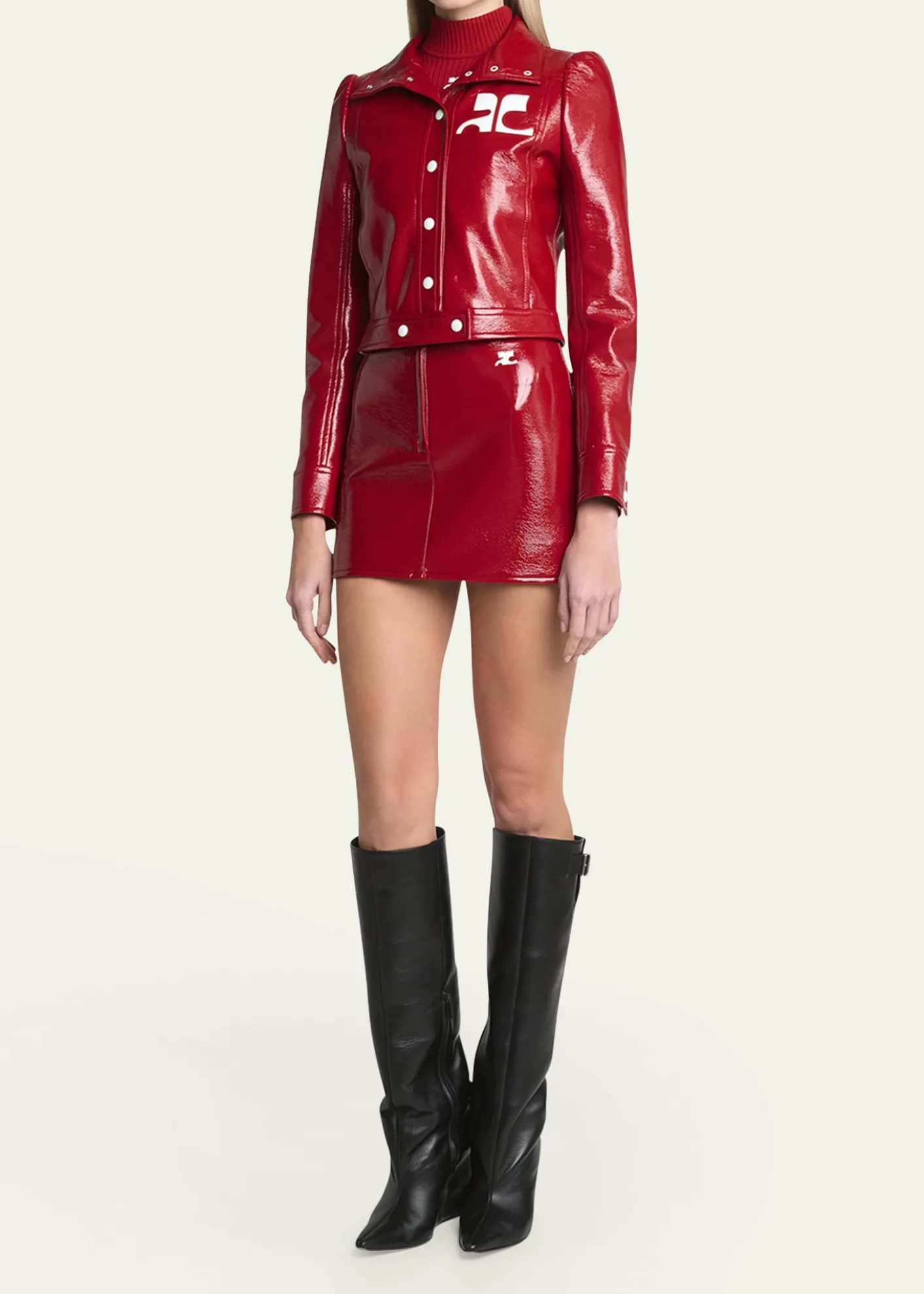 CourregesTextured Vinyl Crop Jacket