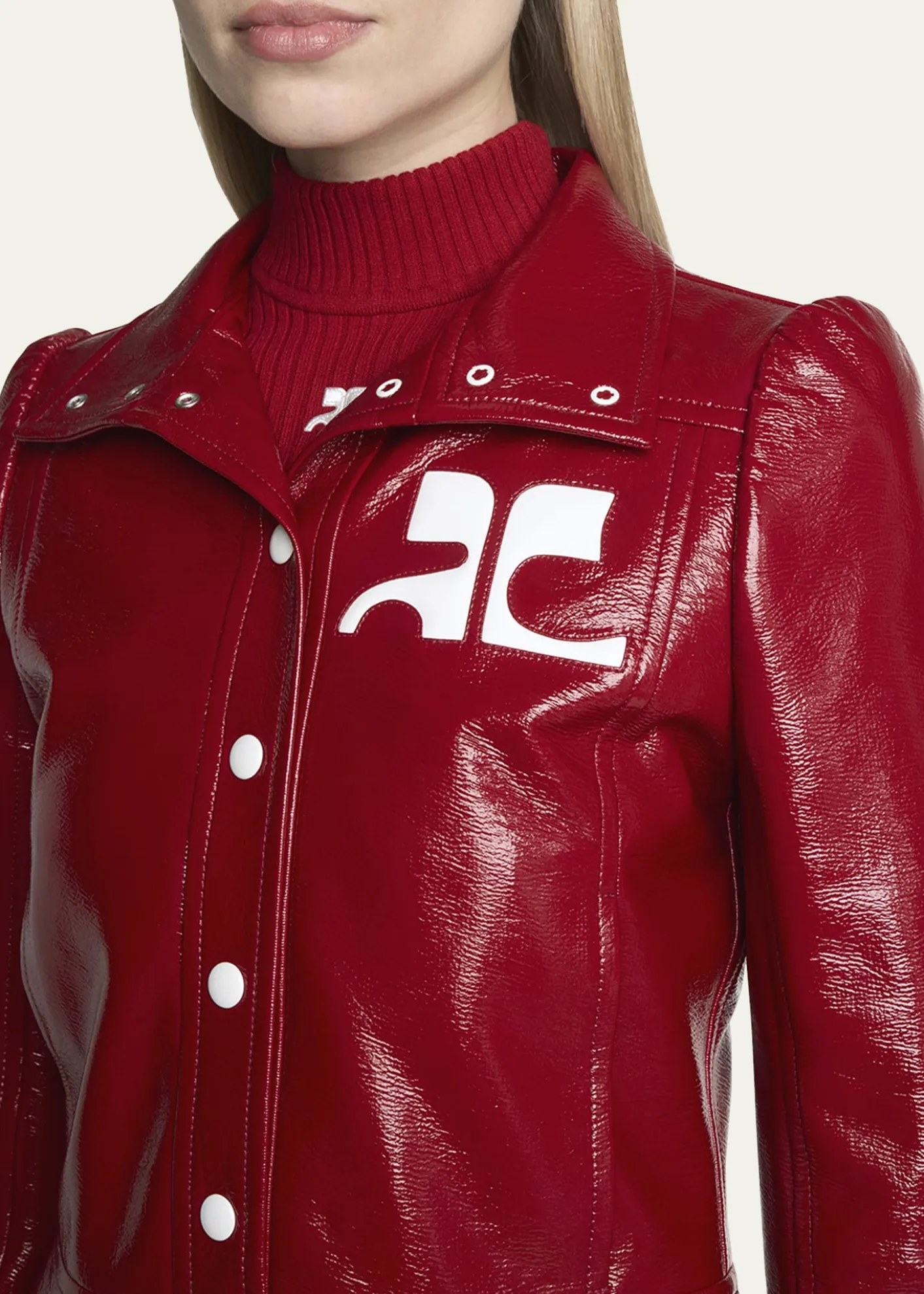 CourregesTextured Vinyl Crop Jacket