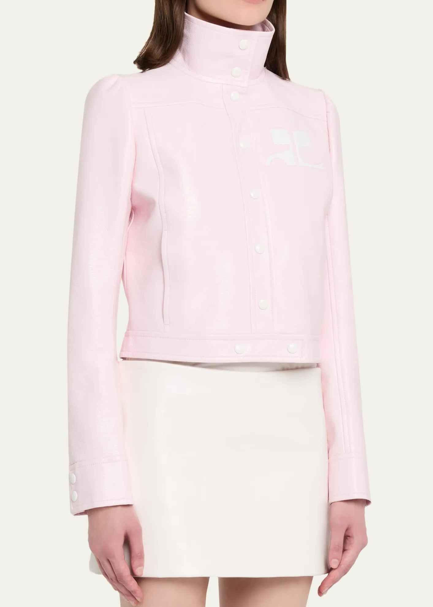 CourregesTextured Vinyl Crop Jacket