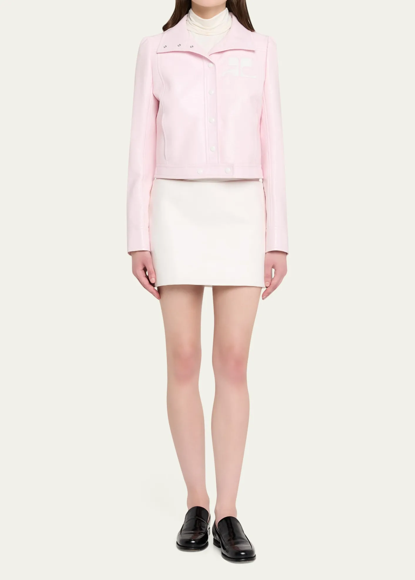 CourregesTextured Vinyl Crop Jacket