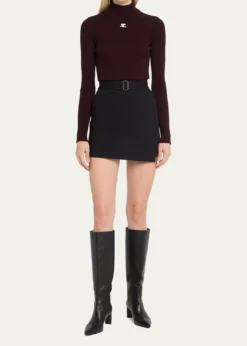 CourregesTurtleneck Long-Sleeve Rib Sweater